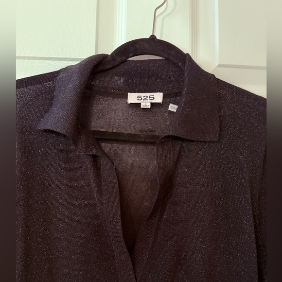 525 America Black Sheer Collared Top - Picture 3 of 8